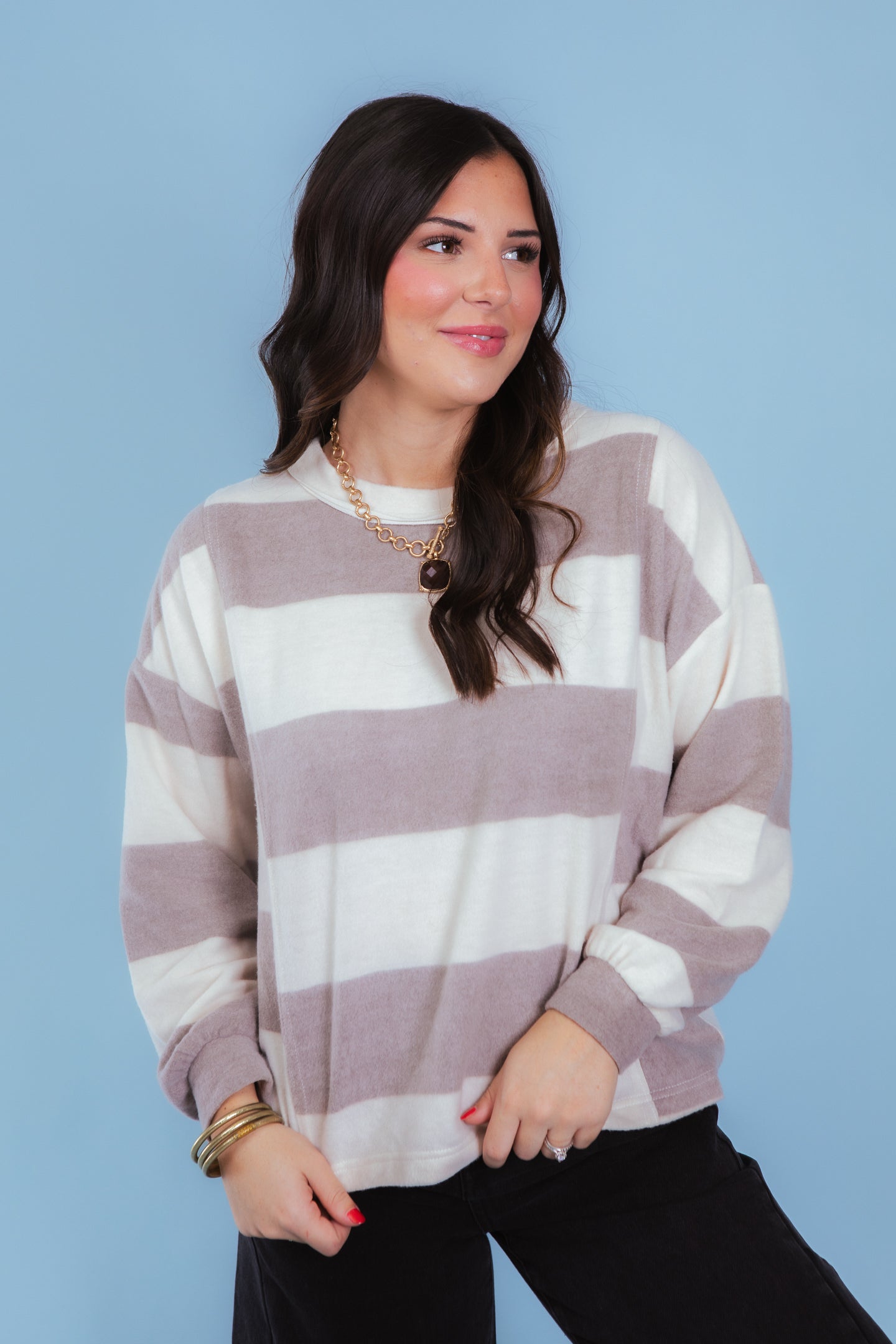 Weekend Vibes Acid Wash Stripe Knit Top