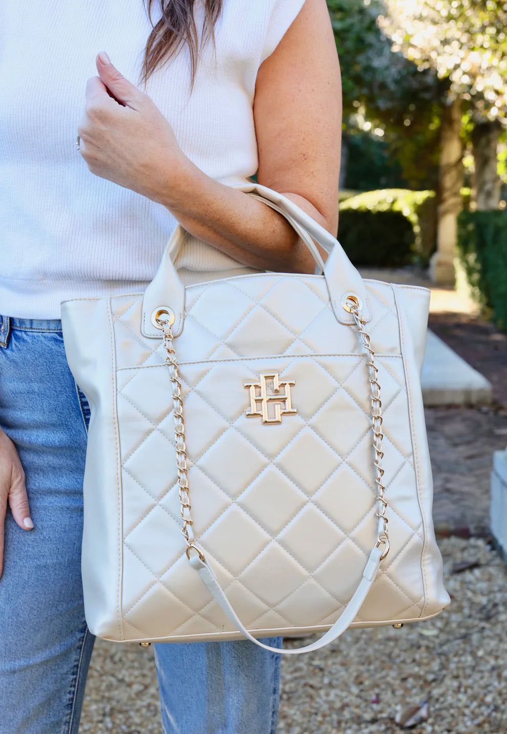 Caroline Hill | Kinzley Tote Pearl Quilted LD