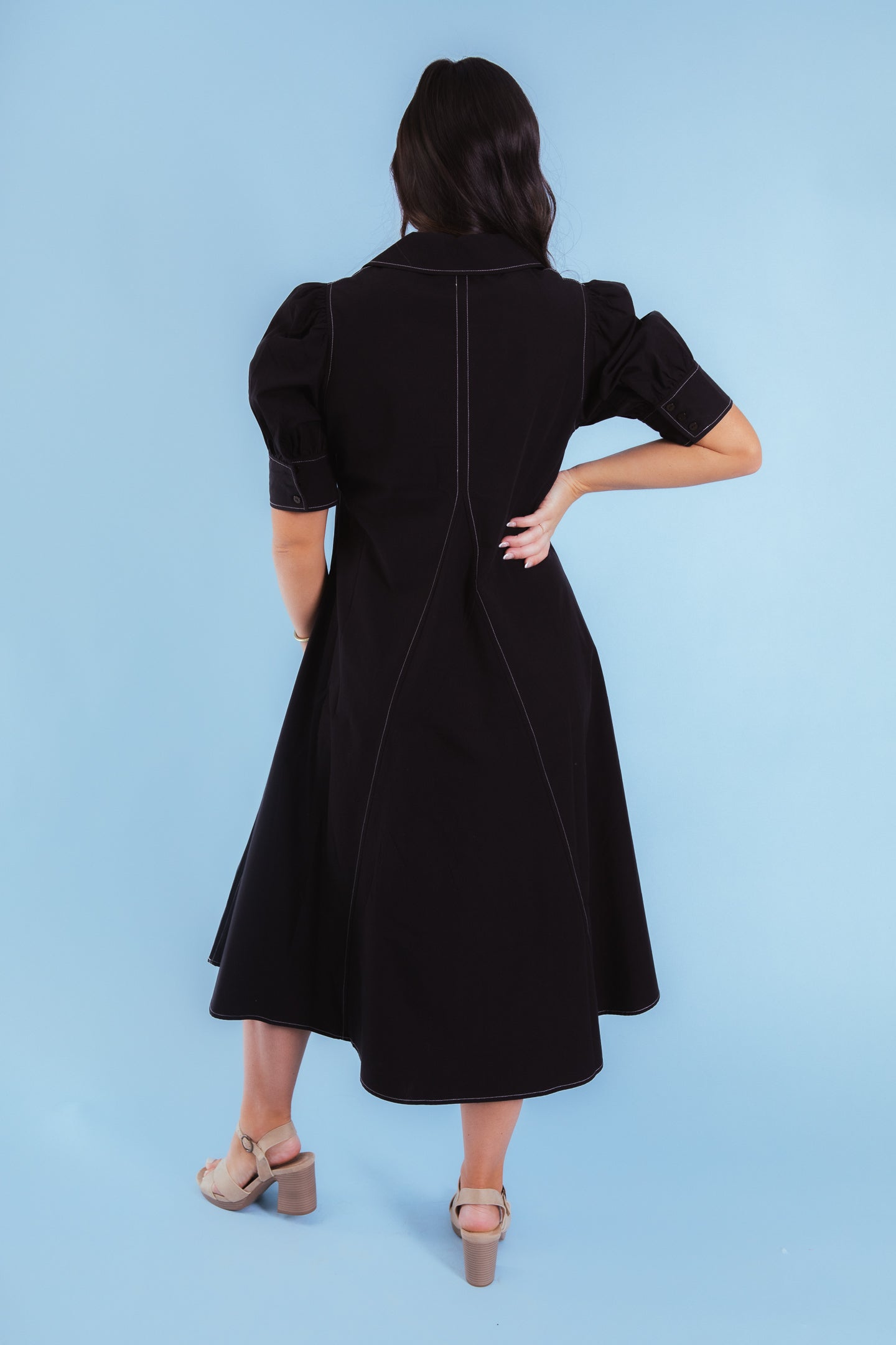 Lior | Amber Pointed Collar Short Sleeve Dress
