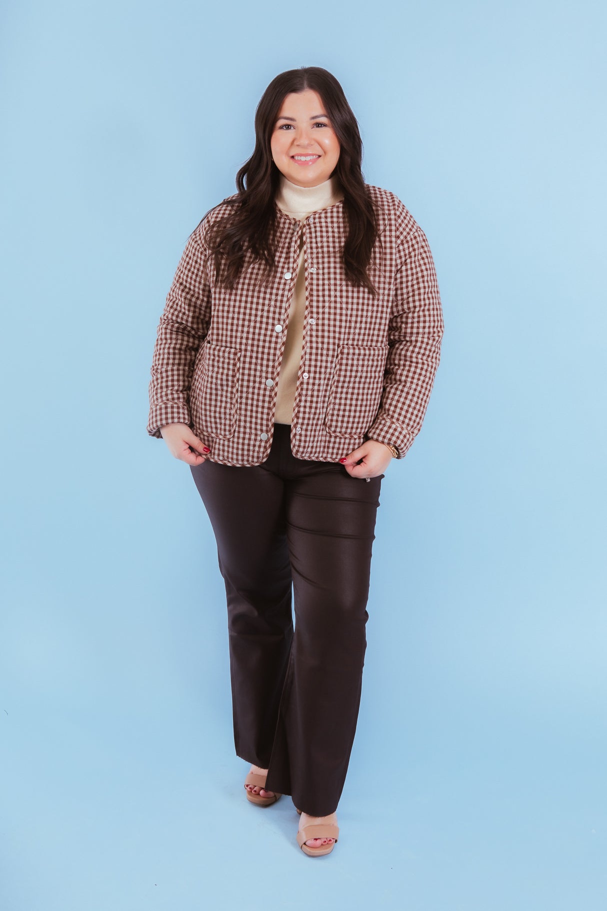 Cozy Charm Gingham Quilted Jacket