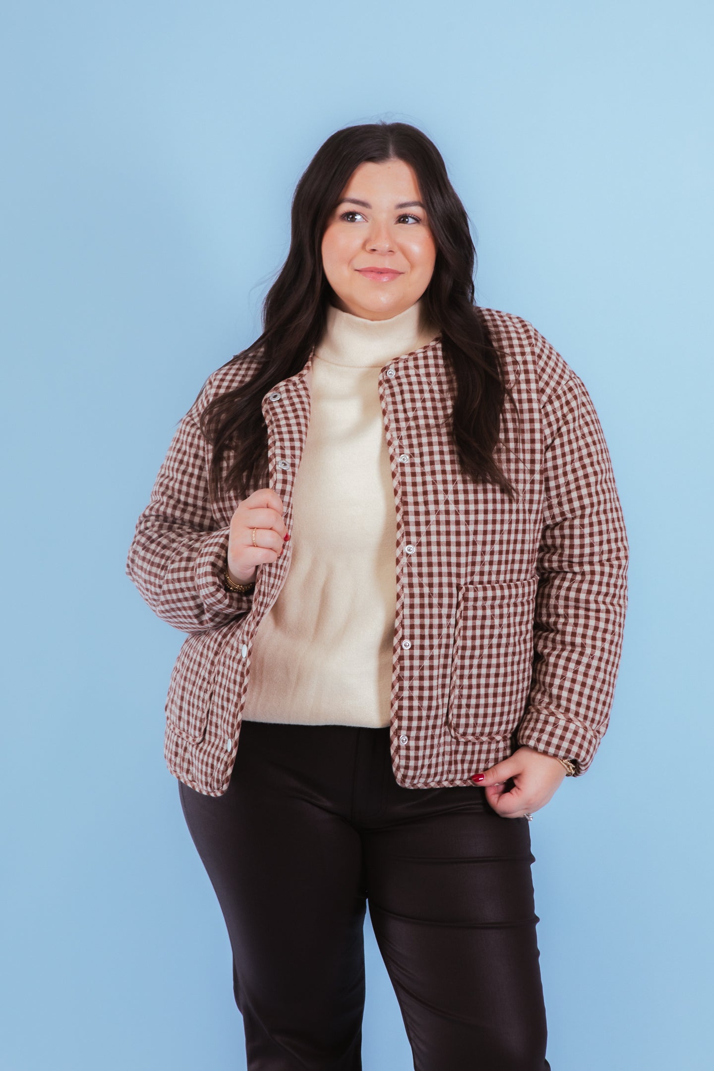 Cozy Charm Gingham Quilted Jacket