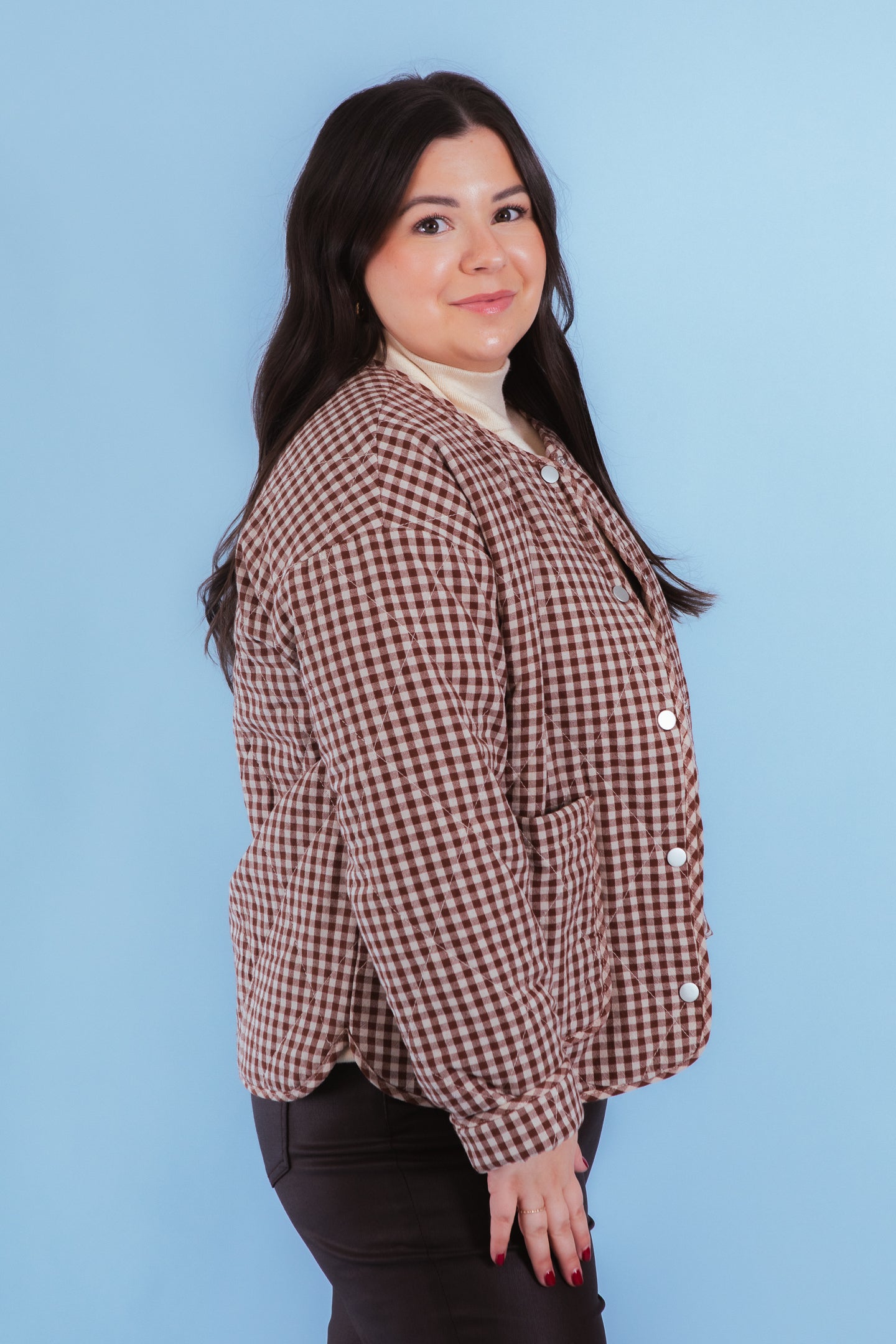 Cozy Charm Gingham Quilted Jacket