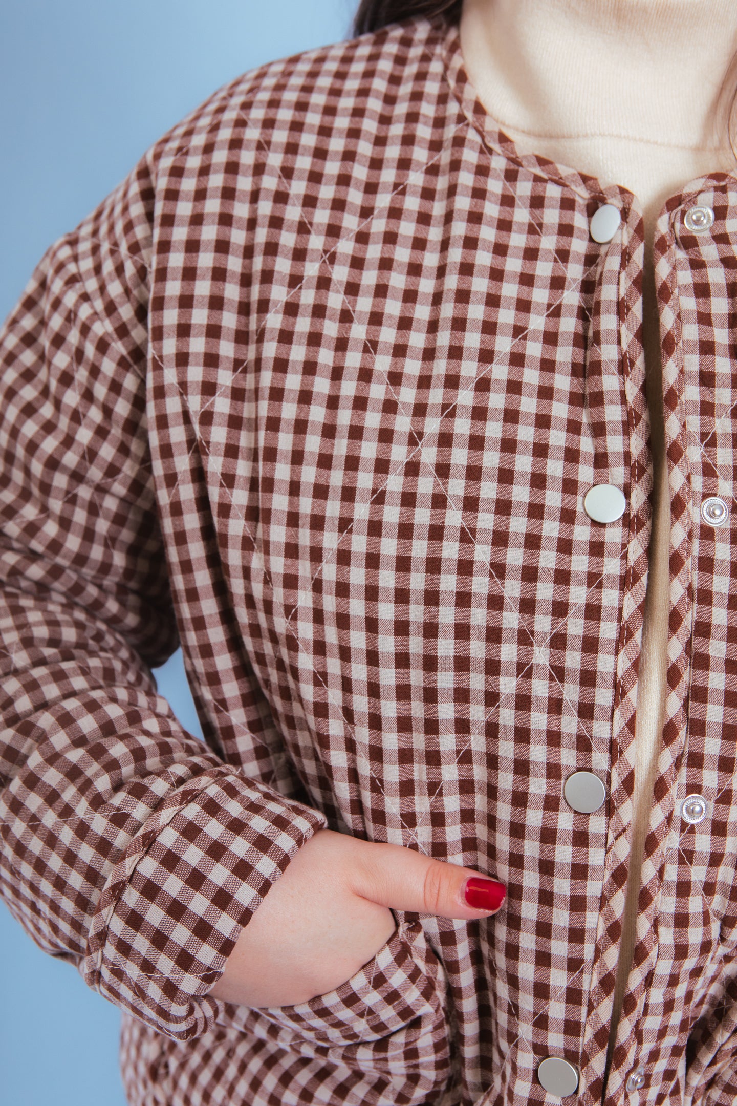 Cozy Charm Gingham Quilted Jacket