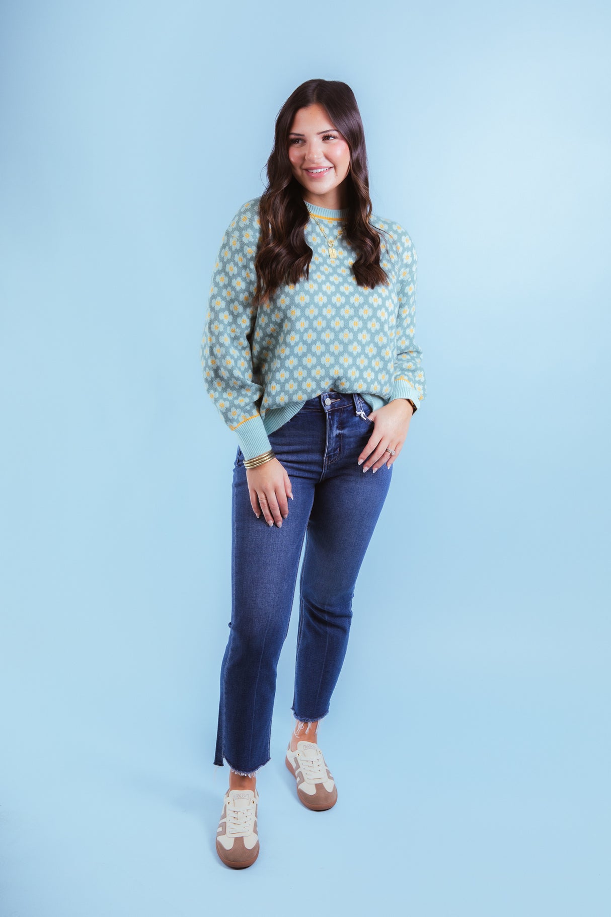 Mint Mix Daisy Knit Sweater
