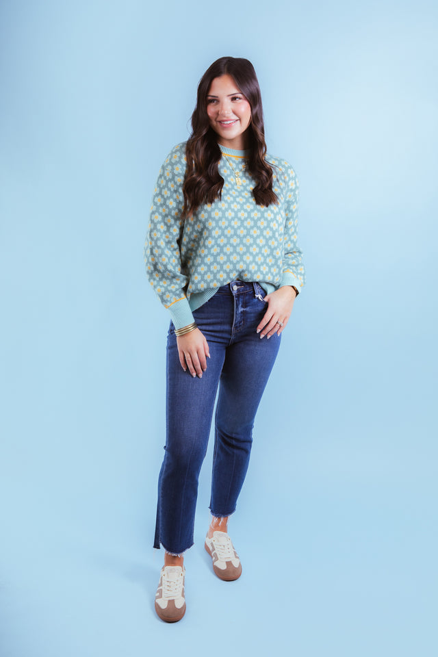 Mint Mix Daisy Knit Sweater
