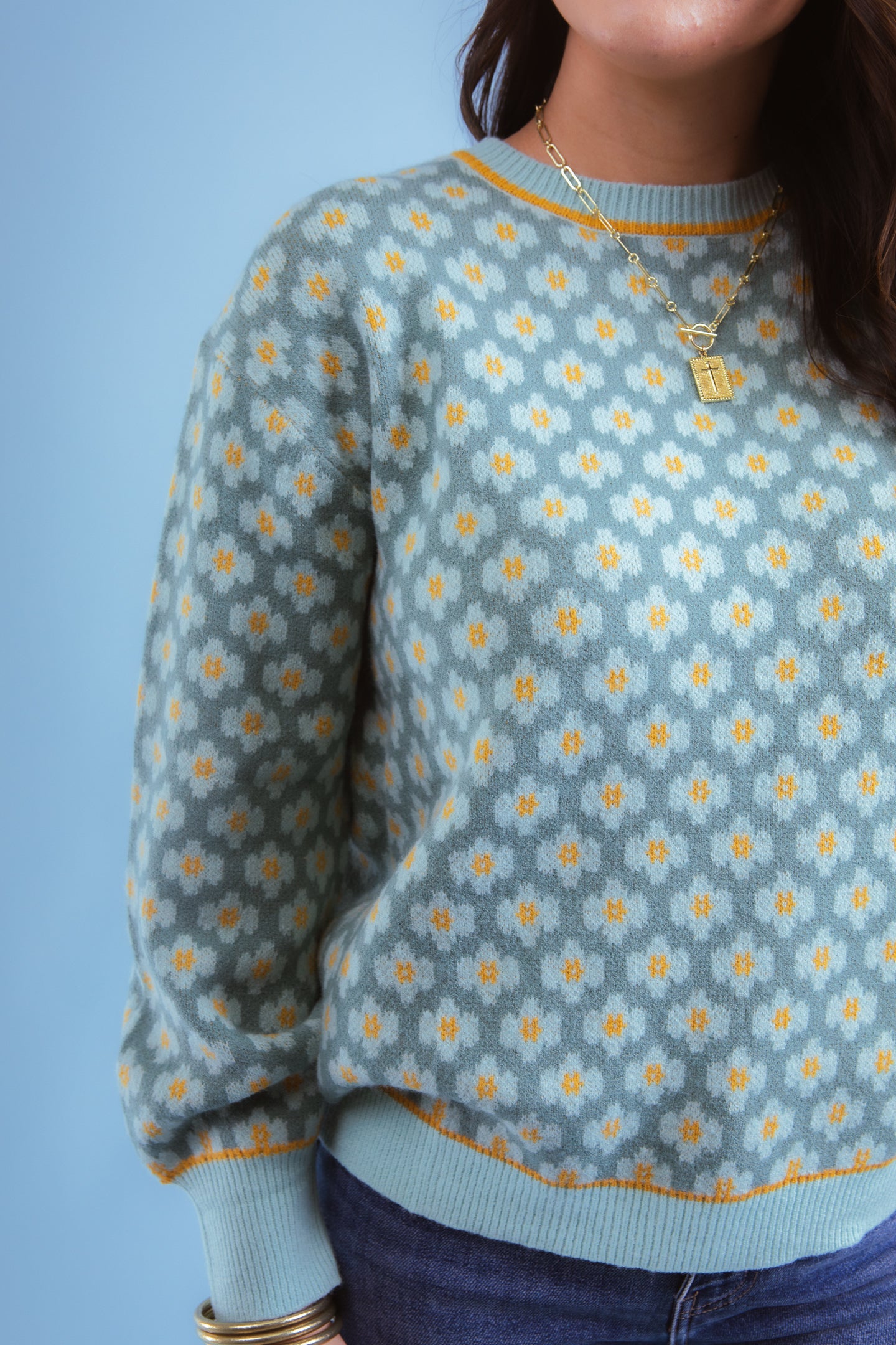 Mint Mix Daisy Knit Sweater