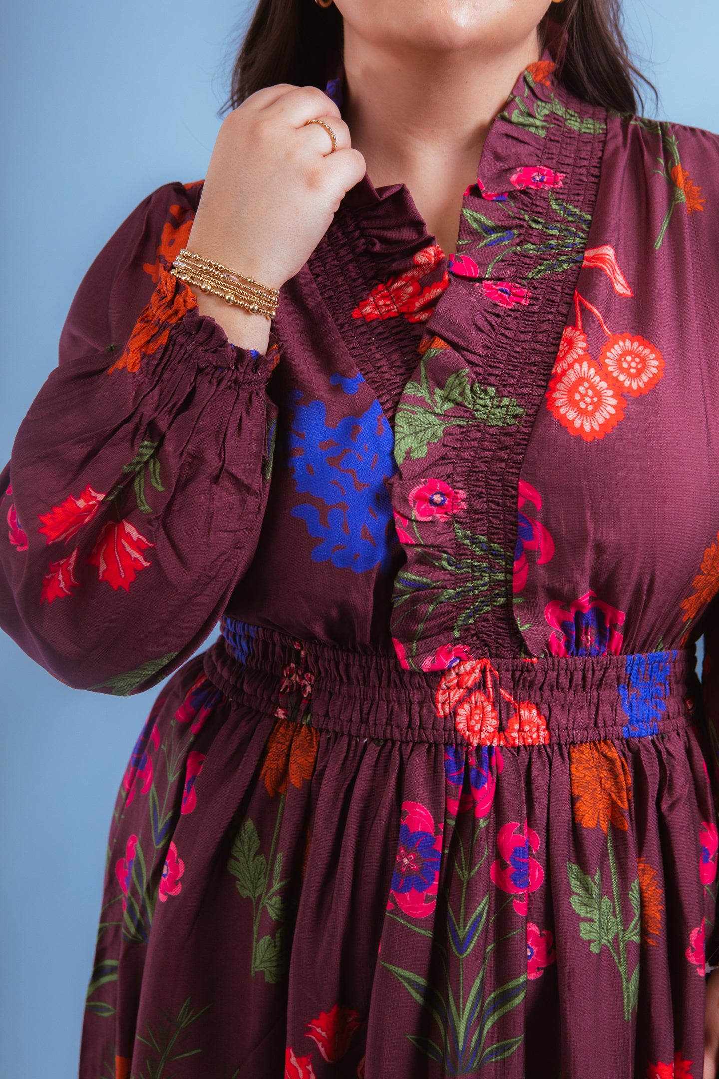 Ruffled Charm Smocked Midi Dress