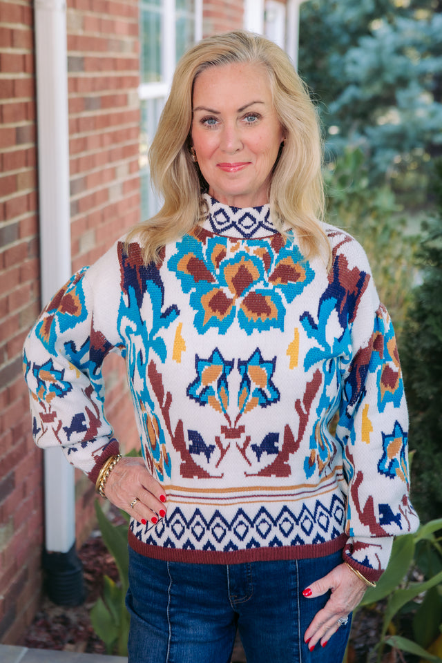 Boho Bloom Abstract Sweater