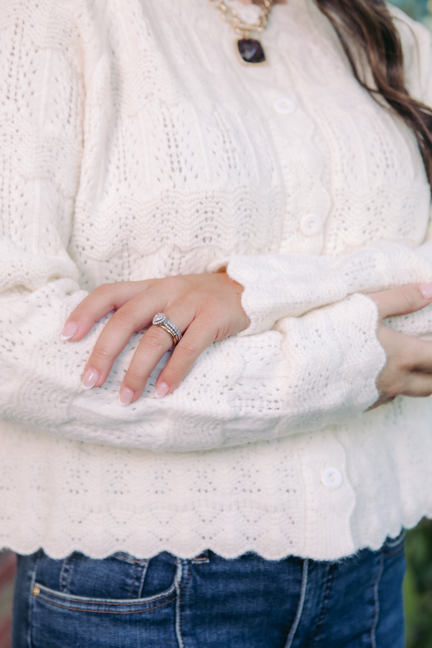 Regina Cardigan with Scalloped Trim