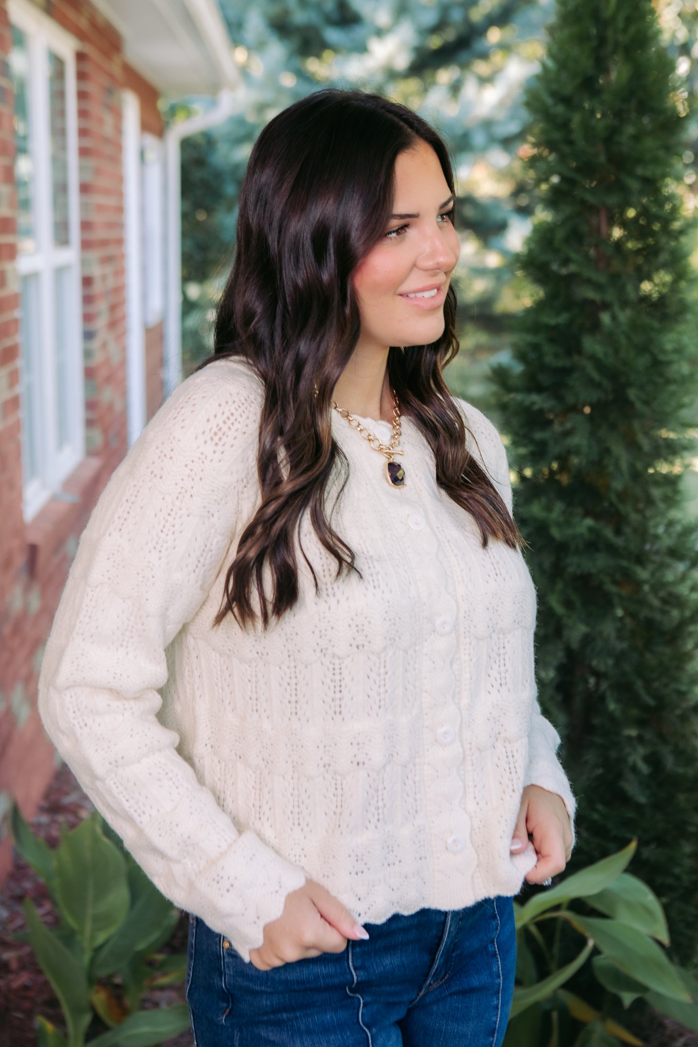 Regina Cardigan with Scalloped Trim