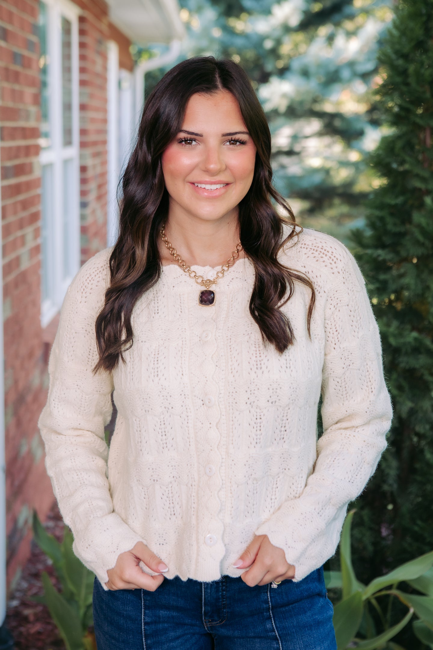 Regina Cardigan with Scalloped Trim