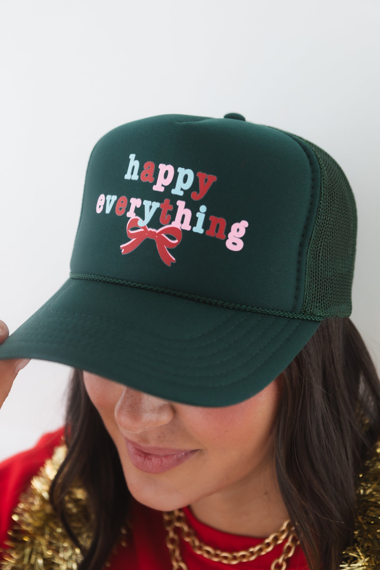 Happy Everything Trucker Hat - Forest Green