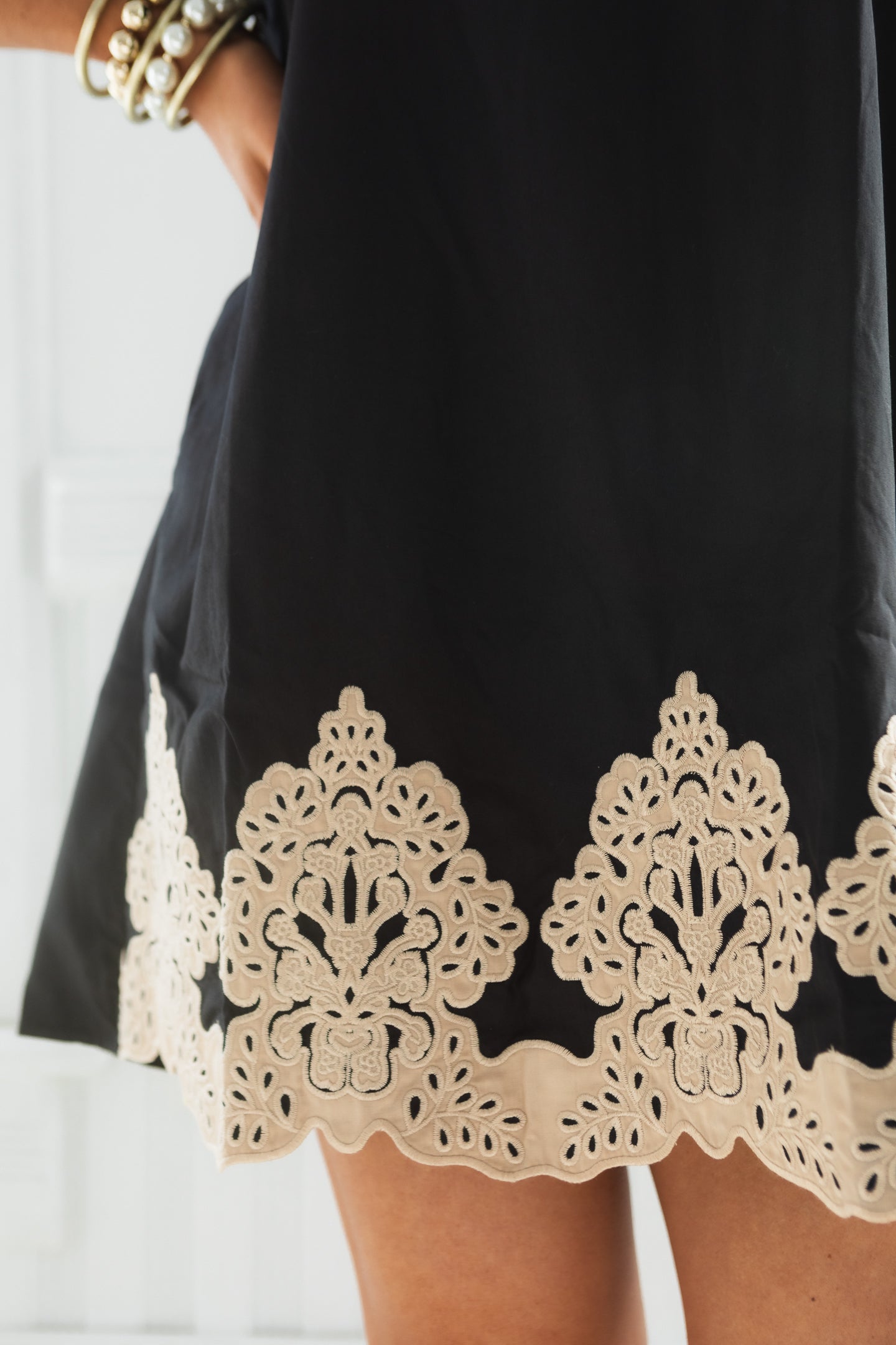 Midnight Elegance Embroidered Mini Dress
