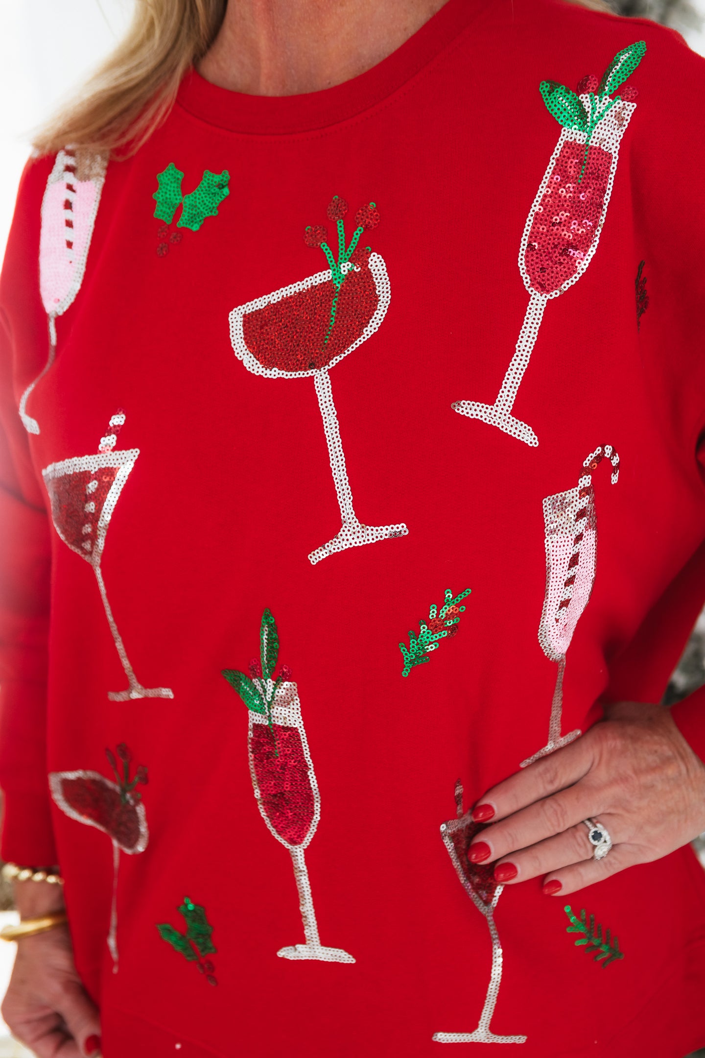 Mudpie | Red Holiday Sparkle Sweatshirt