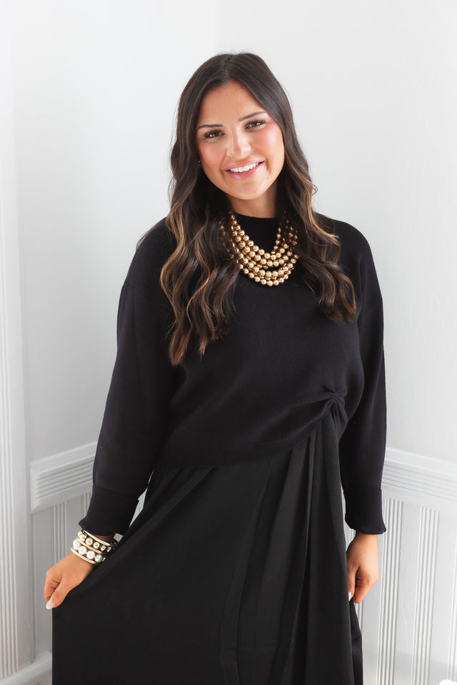 Effortless Elegance Black Two-Piece Midi Set