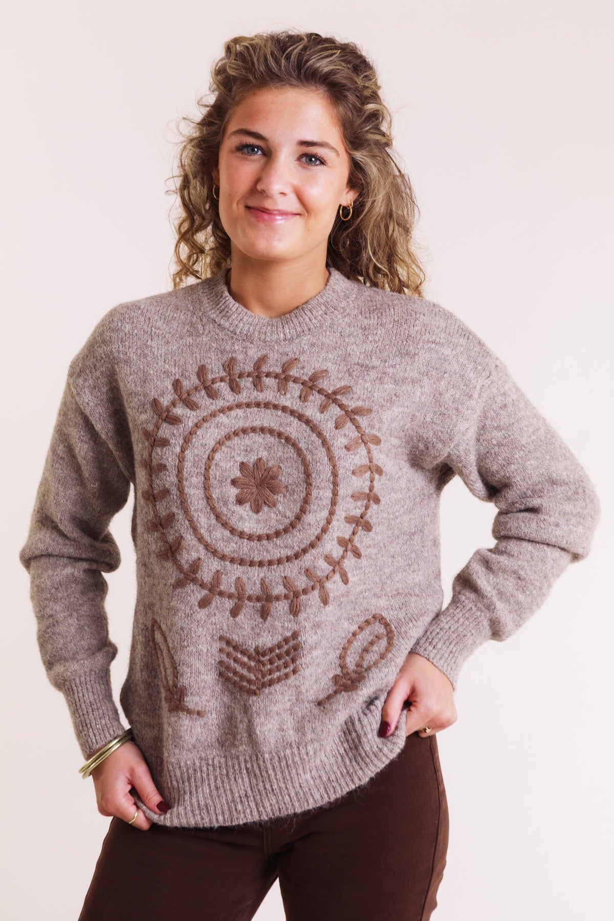 Beaumont Sweater with Tonal Embroidery