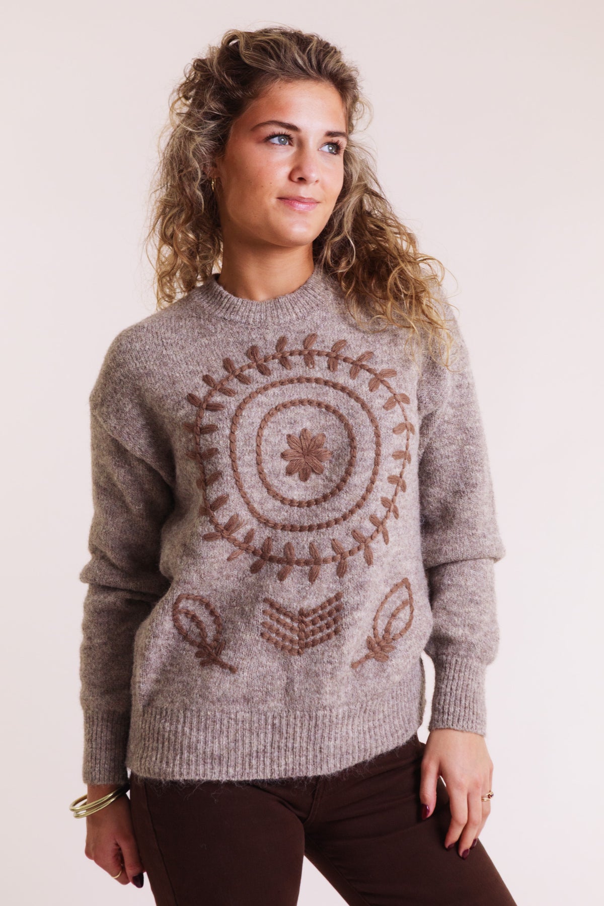 Beaumont Sweater with Tonal Embroidery