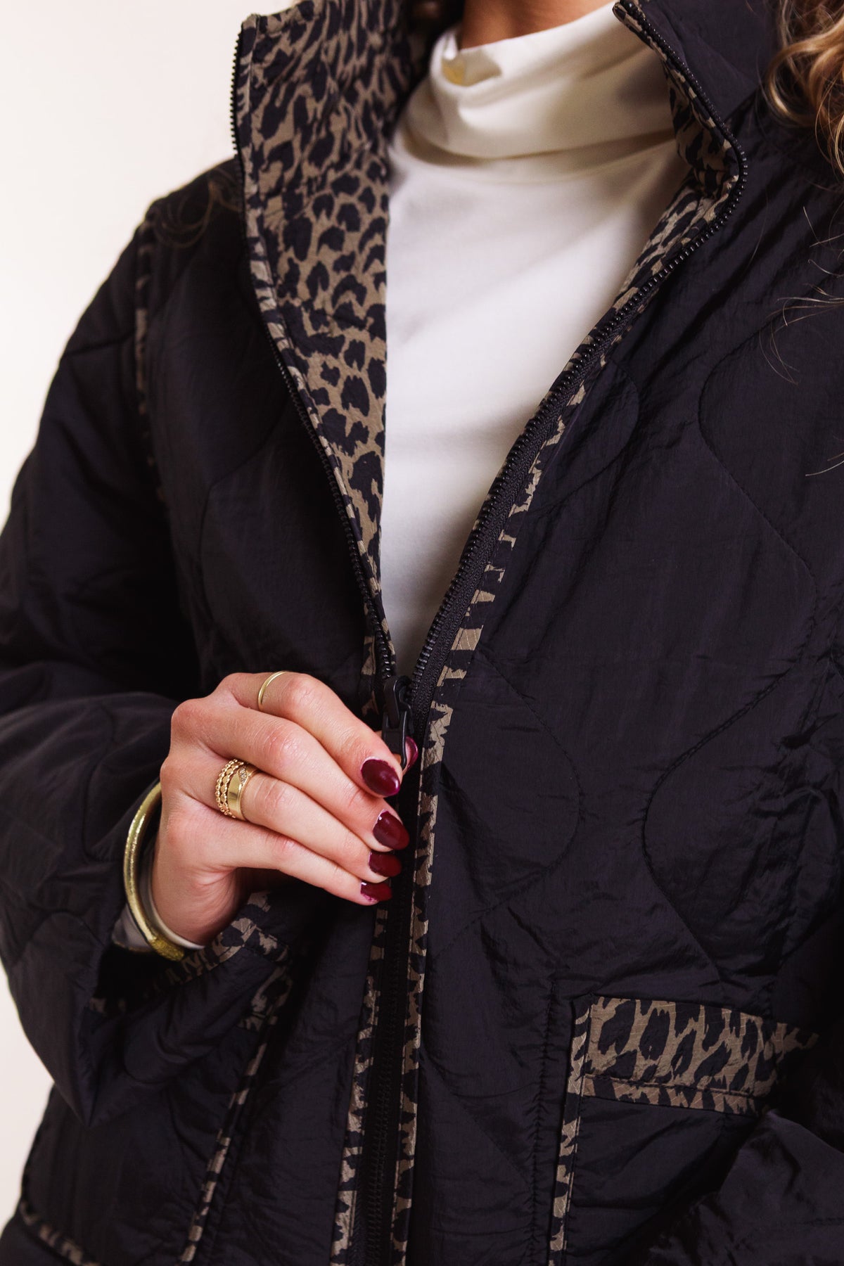 Reversible Print Quilt Puffer Coat