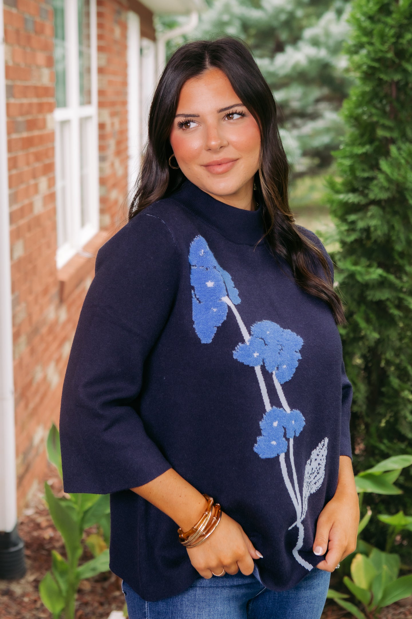 Bloom & Cozy Mock Neck Sweater Top