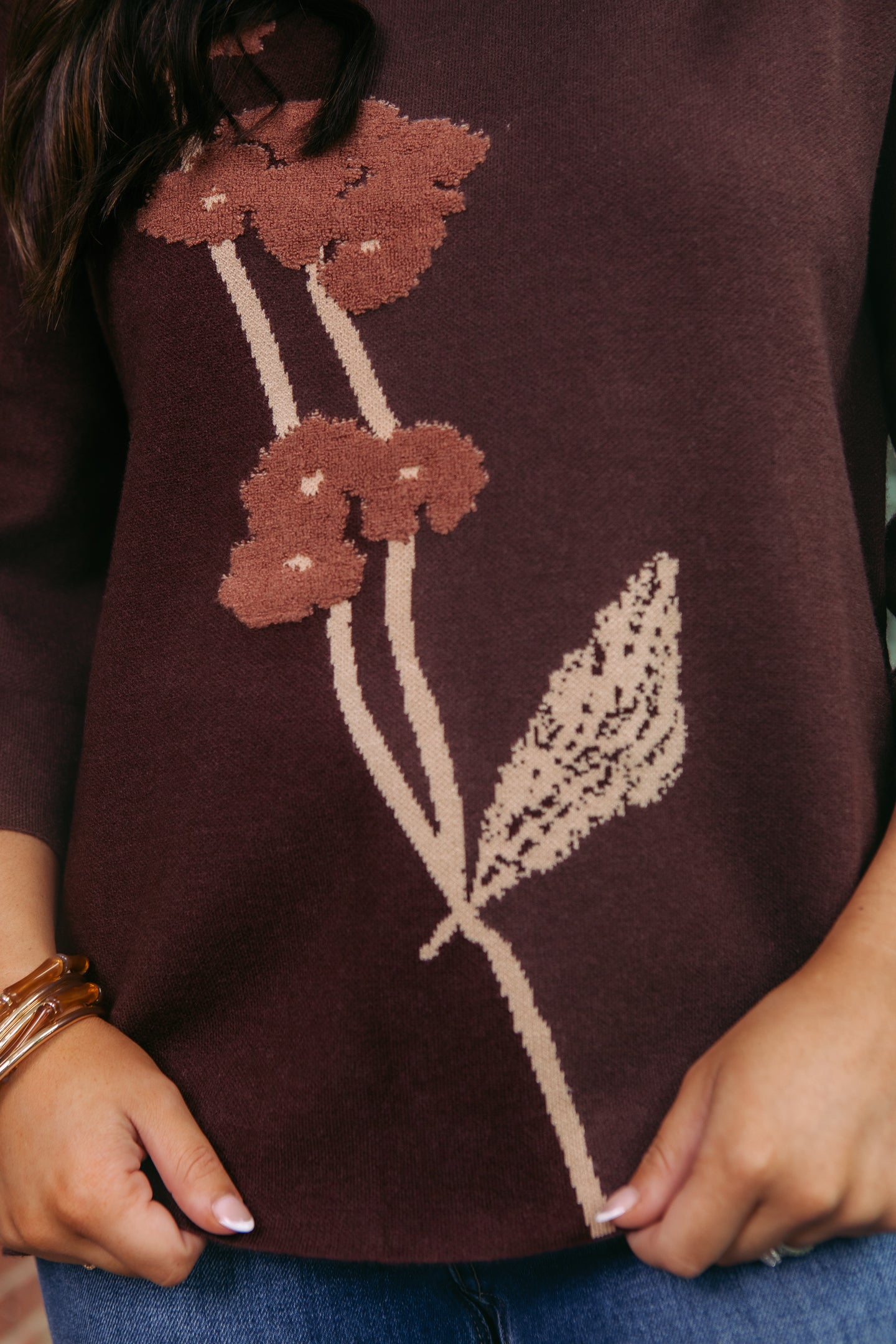 Bloom & Cozy Mock Neck Sweater Top