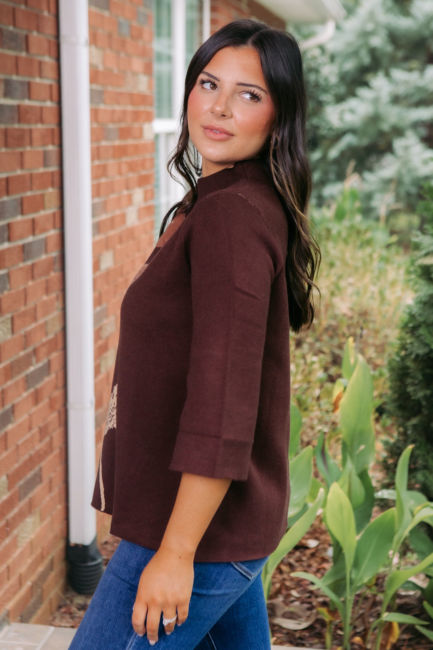 Bloom & Cozy Mock Neck Sweater Top