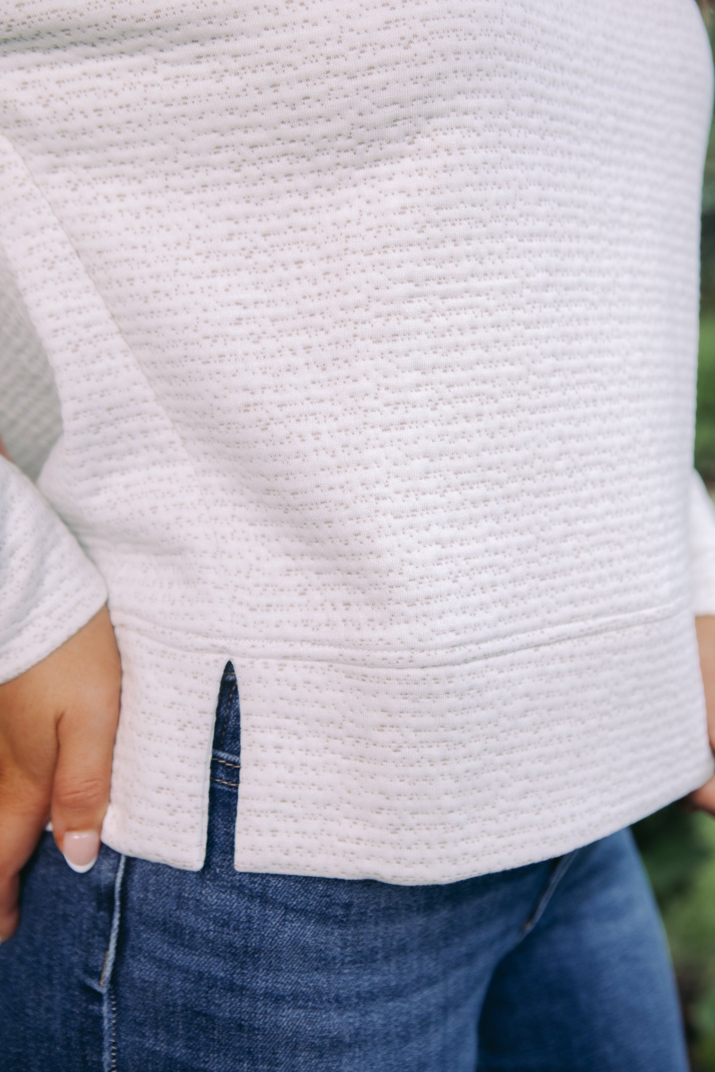 Tribal | Puckered Knit Drop Shoulder Funnel Neck Top