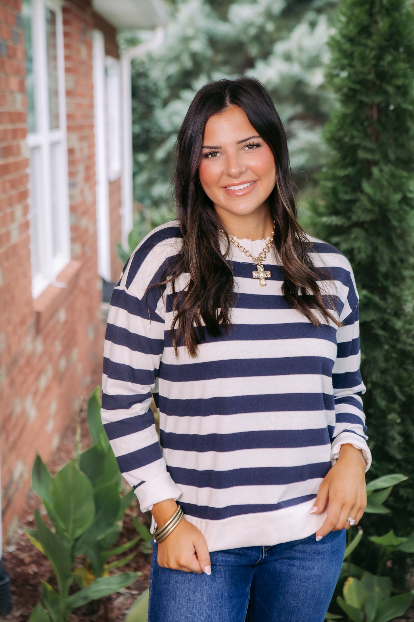 Tribal | French Terry Stitch-Accent Zip Funnel Neck Sweater