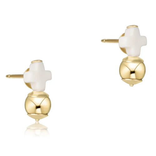 Enewton | Signature Cross Off-White Stud - Gold