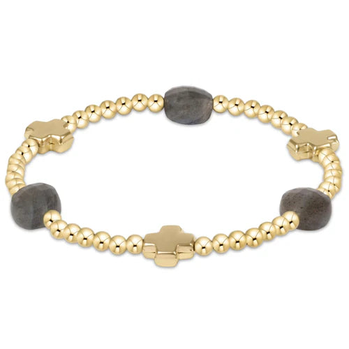 Enewton | Signature Cross Admire Gold Pattern 3mm Bead Bracelet - Labradorite