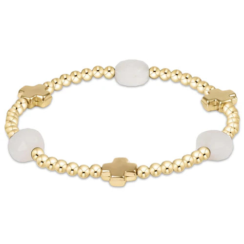 Enewton | Signature Cross Admire Gold Pattern 3mm Bead Bracelet - Moonstone