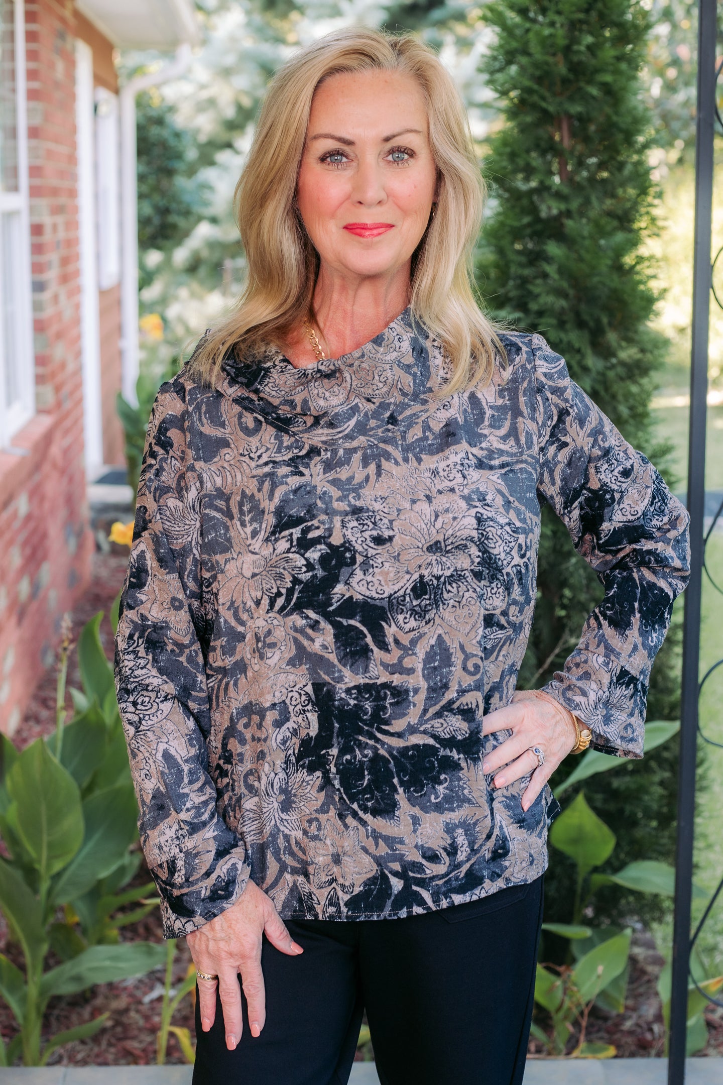 Habitat | Express Travel Jacobian Floral Cowl Pullover