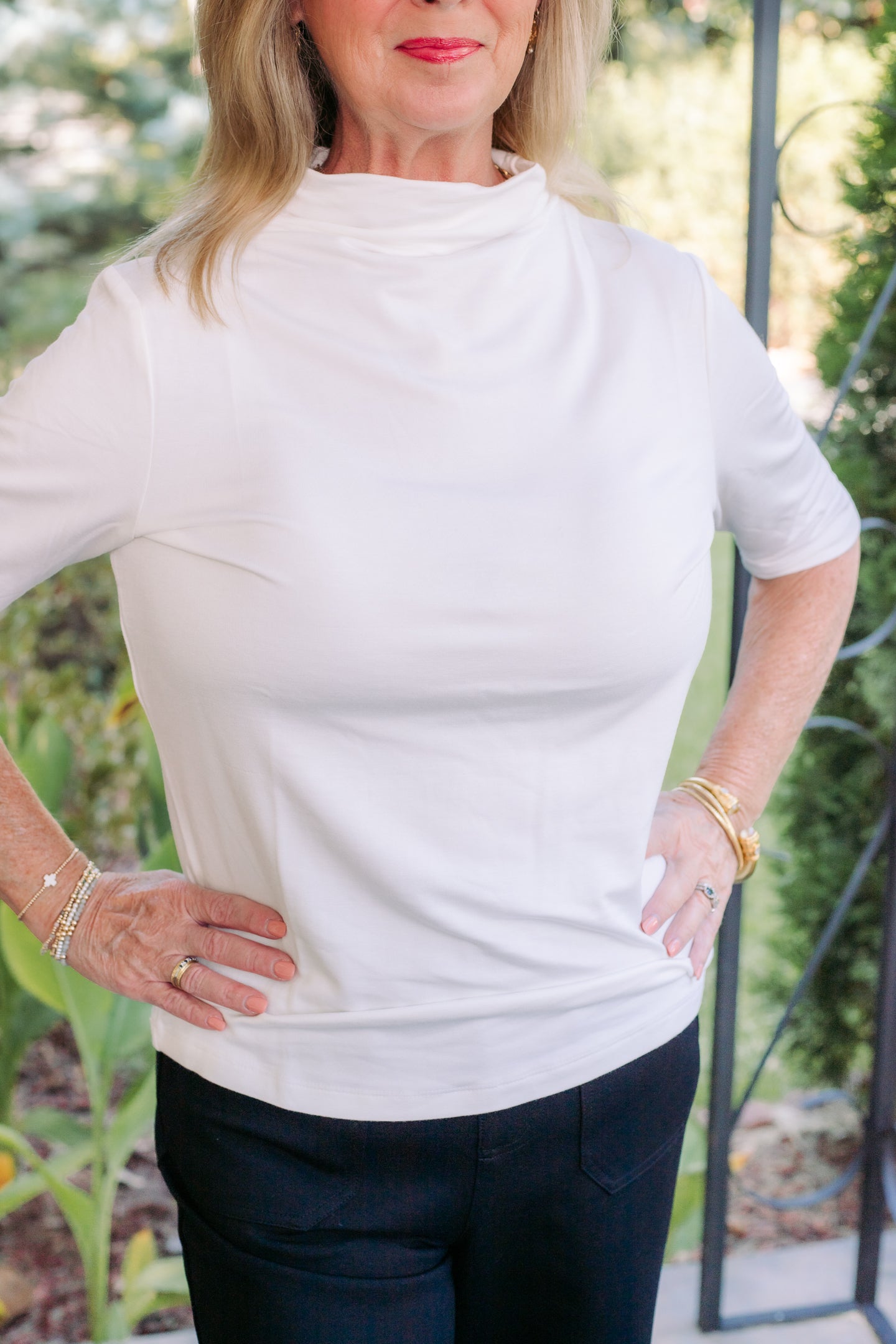 Tribal | Funnel Neck Knit Top