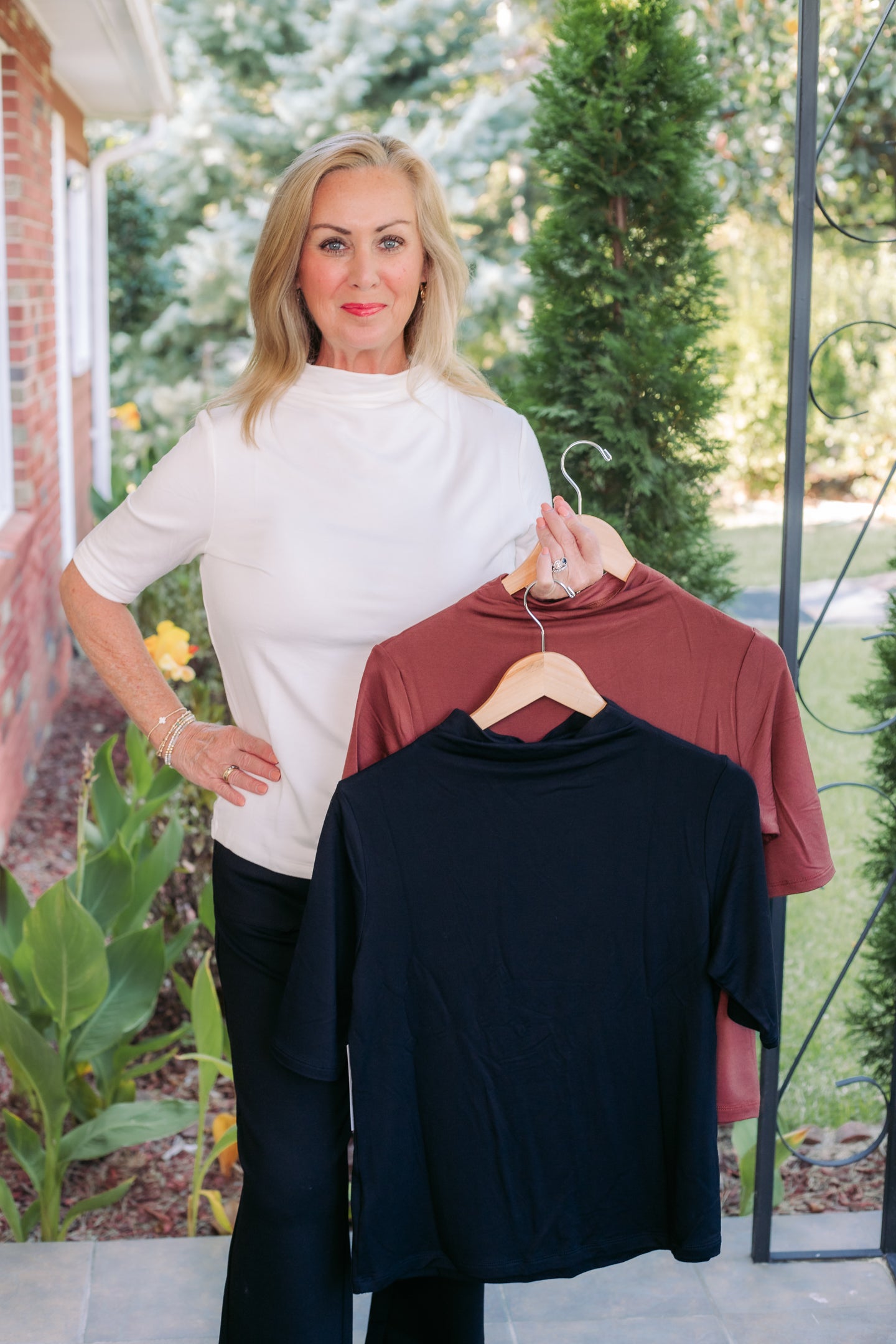 Tribal | Funnel Neck Knit Top