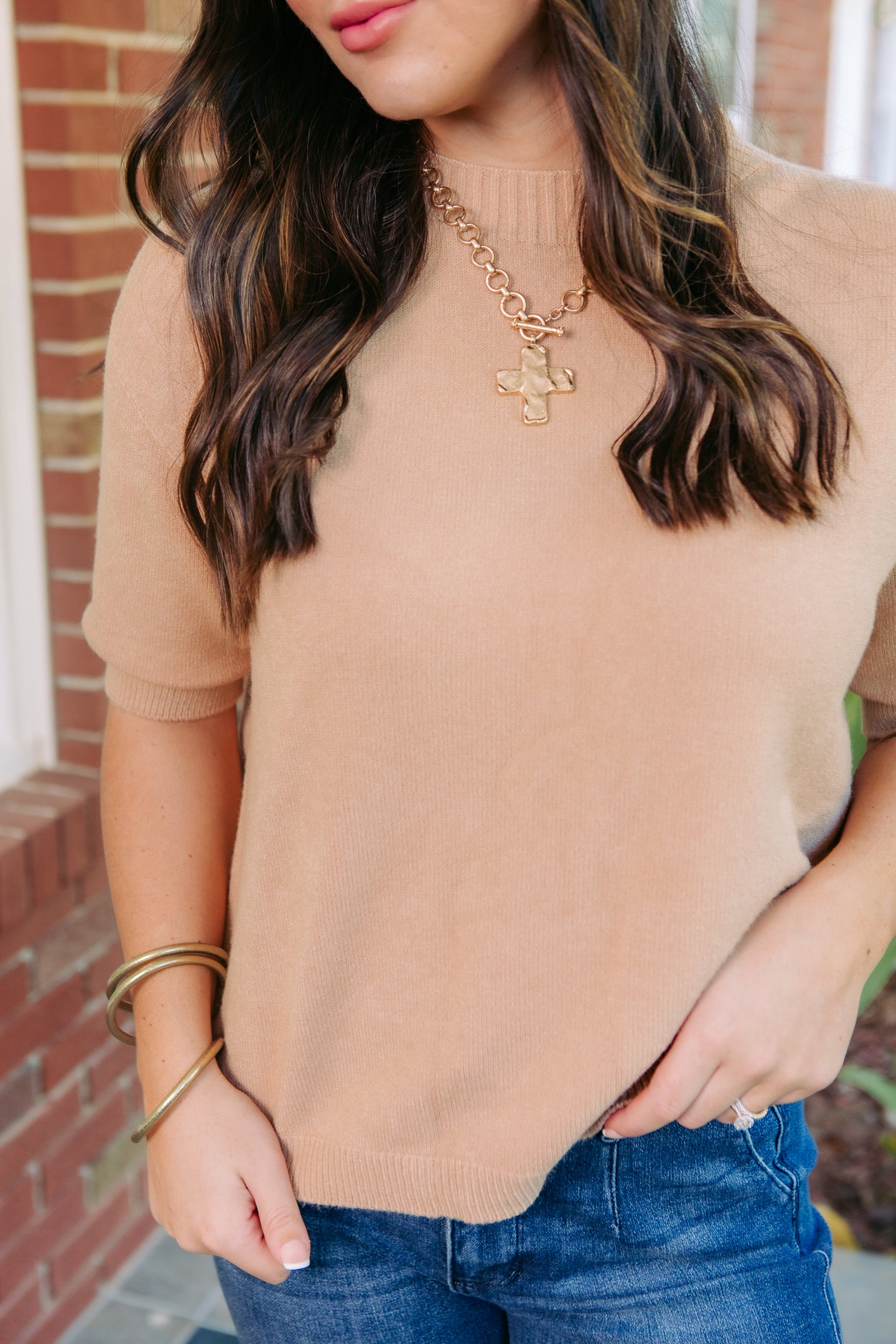 Cobblestone Apparel | Carlotta Short Sleeve Knit Sweater