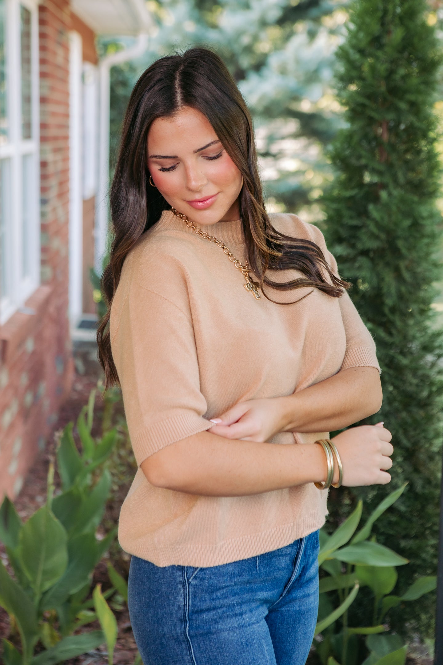 Cobblestone Apparel | Carlotta Short Sleeve Knit Sweater