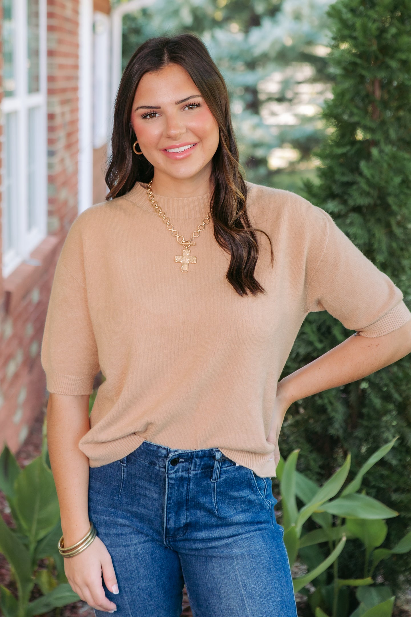 Cobblestone Apparel | Carlotta Short Sleeve Knit Sweater