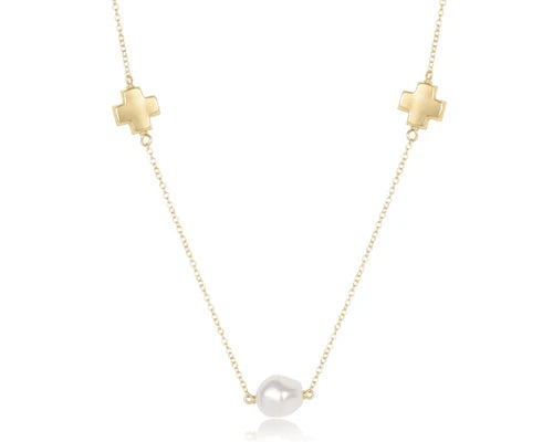 Enewton | 17" Choker signature cross admire simplicity chain gold - pearl
