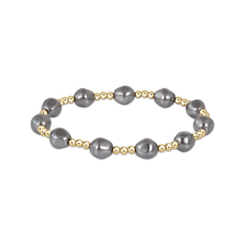 Enewton | Admire Gold 3mm Bead Bracelet - Pearl - Dark Grey