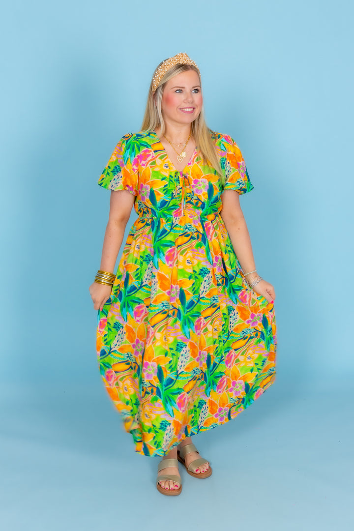 The Tropic Wonders Midi Dress