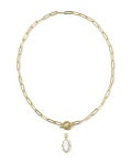 Kendra Scott | Elisa Gold Enamel Link and Chain Necklace in Gold White Mother of Pearl
