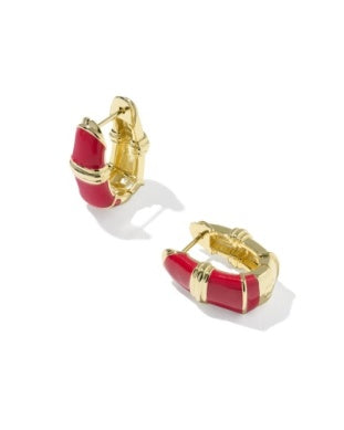 Kendra Scott | Courtney Enamel Huggie Earrings in Gold Red Enamel