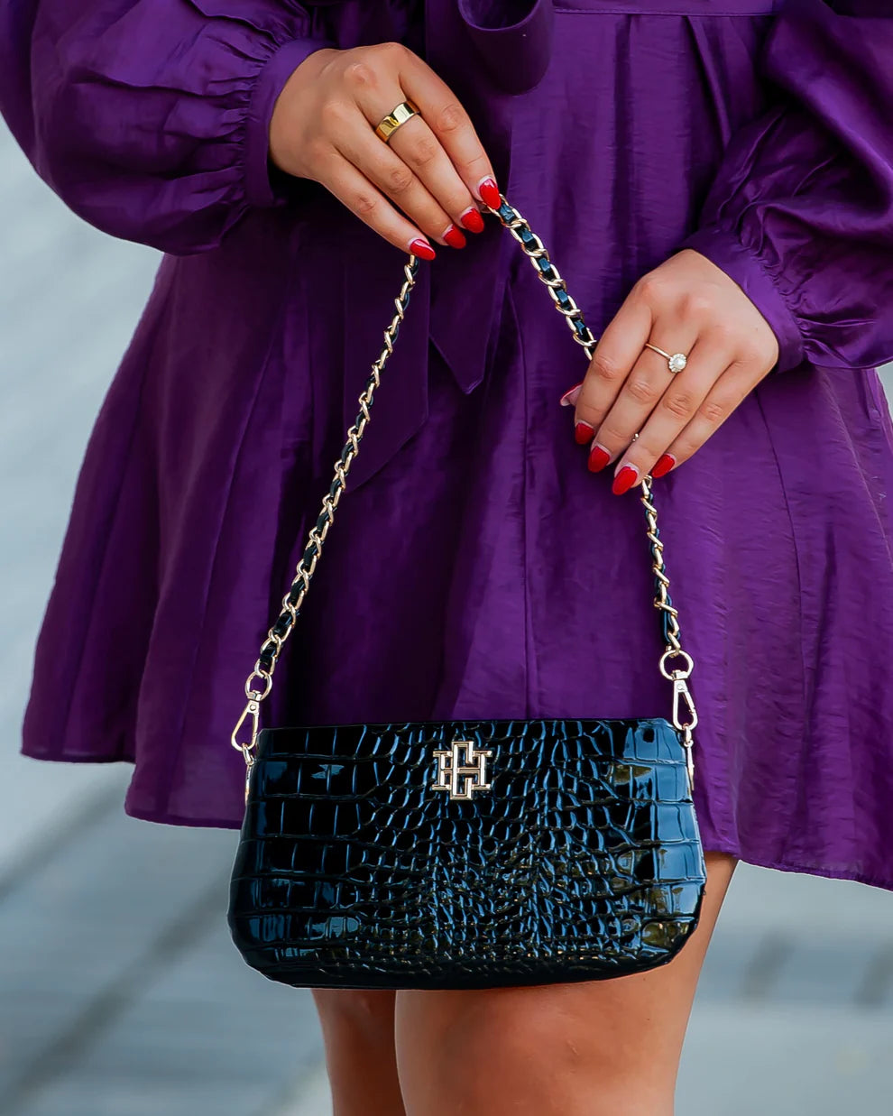 Caroline Hill | Livi Crossbody - Black Patent EC