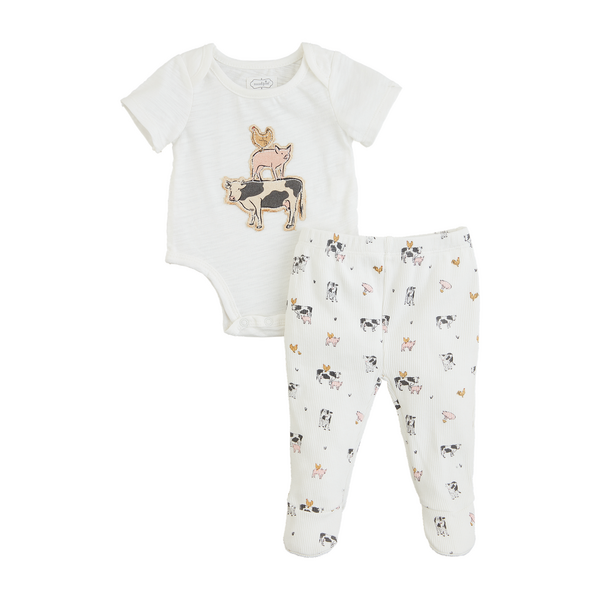 Mudpie | Farm Friends Baby Bodysuit Set