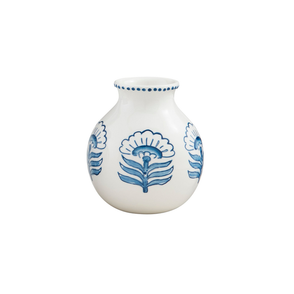 Mudpie | Small Blue Floral Print Vase