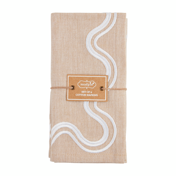 Mudpie | White Squiggly Napkin Set