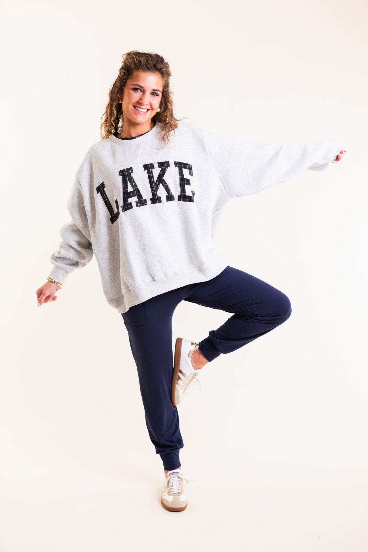 Lake Checkered Embroidered Mockneck Sweatshirt