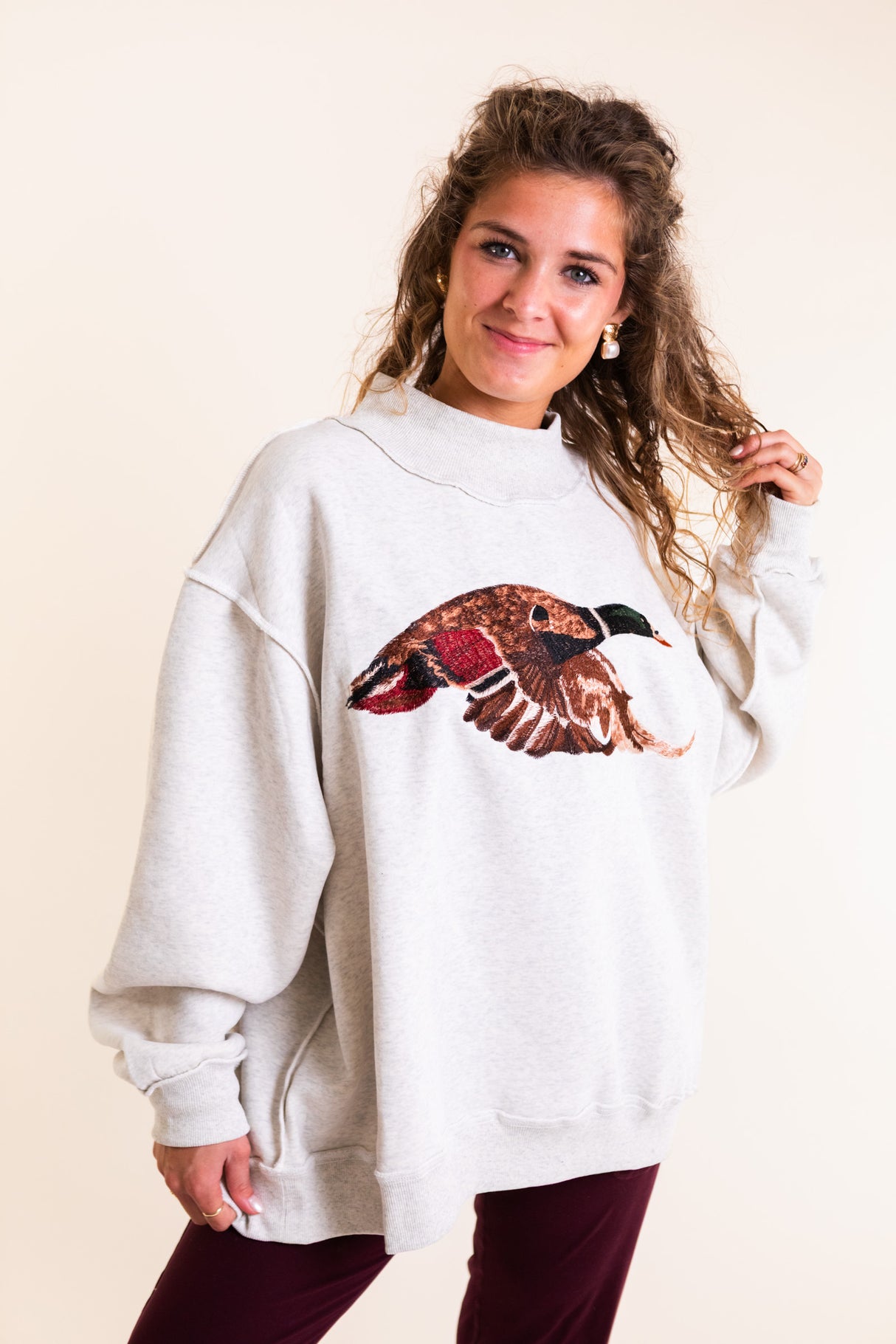 Mallard Embroidered Mockneck Sweatshirt