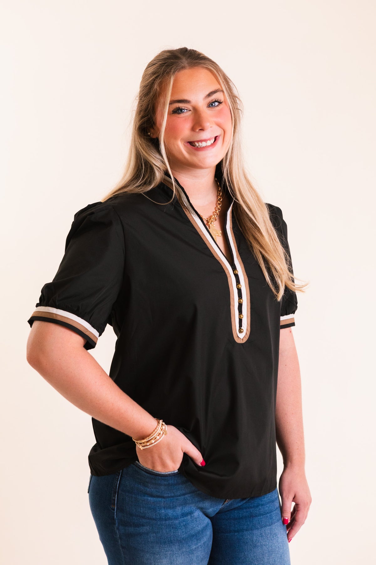 The Rowena Contrast Trim Blouse