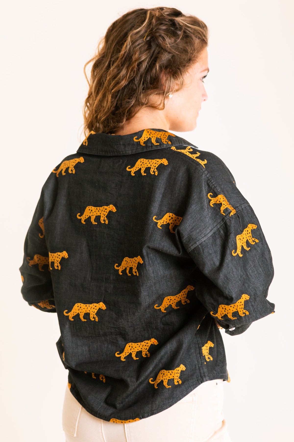 Dizzy Lizzie | Milano Top with Embroidered Cheetahs