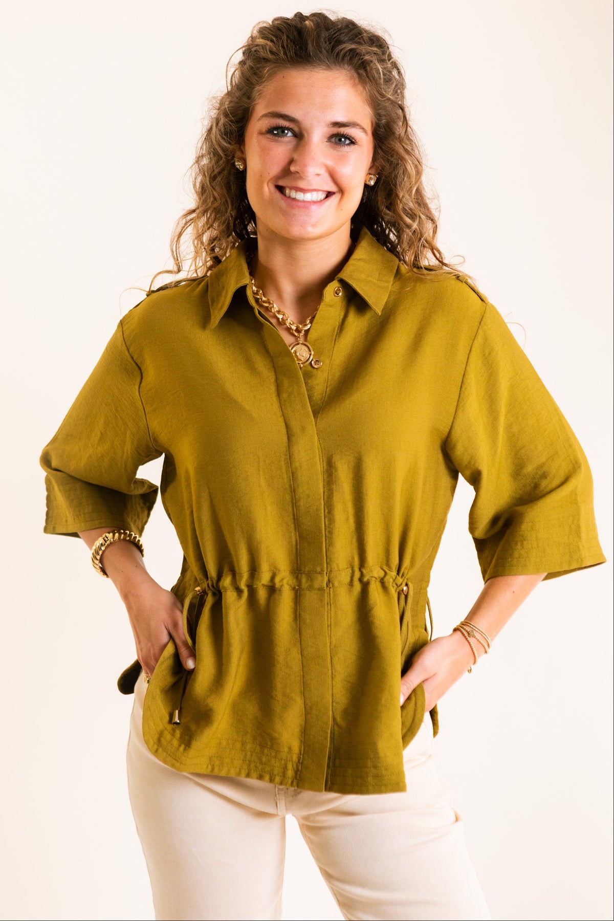 The Keaton Olive Top
